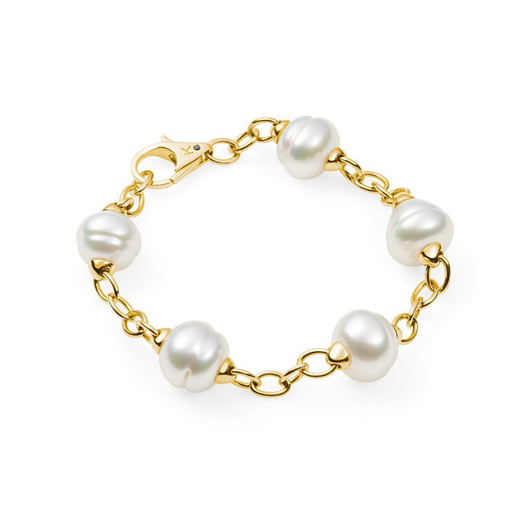 104413 Open Link 5 pearl Bracelet YG
