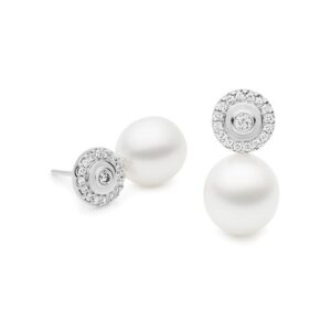 Kailis Lilypond Diamond Pearl Earrings, 18ct White Gold