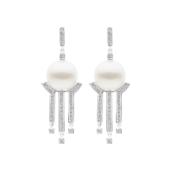 Kailis Metropolis Diamond Pearl Earrings, 18ct White Gold
