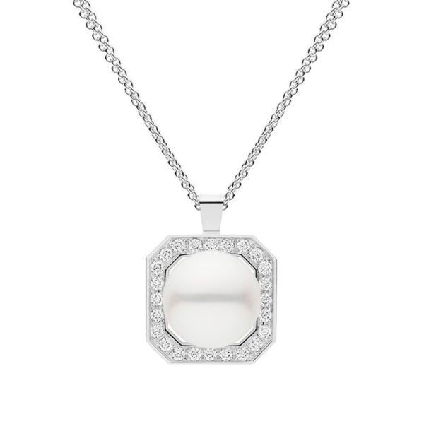 Decadence Pearl Pendant Large with White Diamonds White Gold