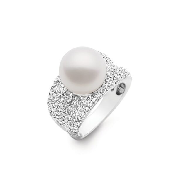 Kailis Adored Pearl Ring with White Diamonds, White Gold
