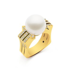 Kailis Metropolis Diamond Pearl Ring 18ct Yellow Gold