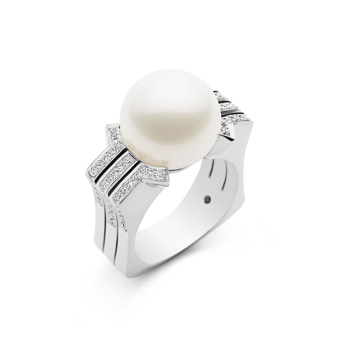 Kailis Metropolis Diamond Pearl Ring 18ct White Gold