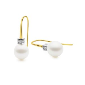 Kailis Orbit Pearl Diamond Earrings 18ct Yellow Gold