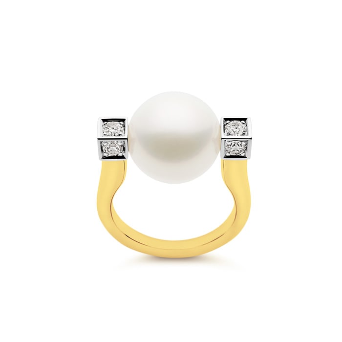 Kailis Luna Pearl Diamond Ring 18ct Yellow Gold