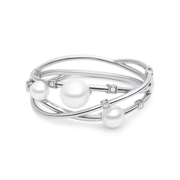 Kailis Eclipse Pearl Diamond Bangle 18ct White Gold