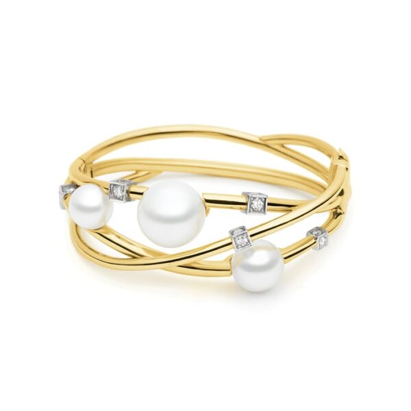 Kailis Eclipse Pearl Diamond Bangle 18ct Yellow Gold