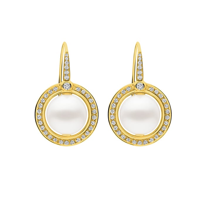 Kailis Divine Pearl Diamond Earrings 18ct Yellow Gold