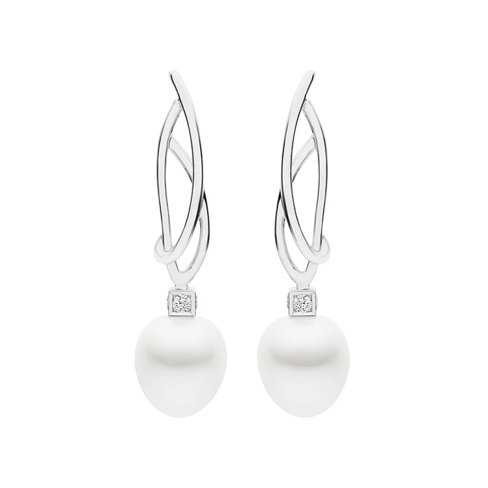 Kailis Eclipse Pearl Diamond Earrings 18ct White Gold