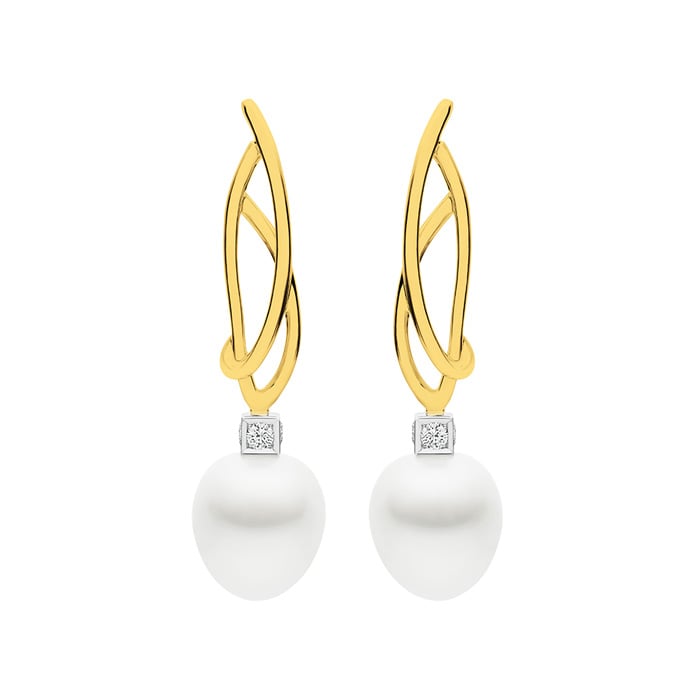 Kailis Eclipse Pearl Diamond Earrings 18ct Yellow Gold