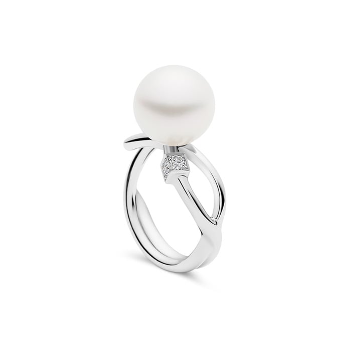 Kailis Eclipse Pearl Diamond Ring 18ct White Gold