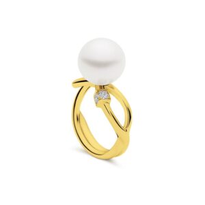 Kailis Eclipse Pearl Diamond Ring 18ct Yellow Gold