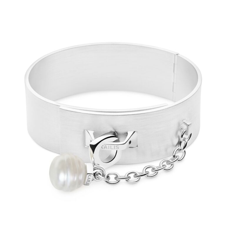 Kailis Silver Surry Hills Bangle Circle Pearl