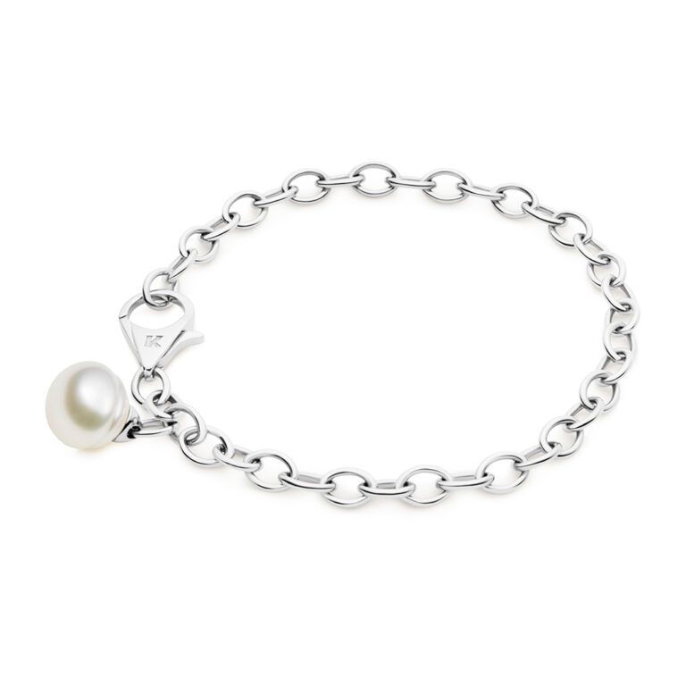 Charm Bracelet White Gold Circle pearl
