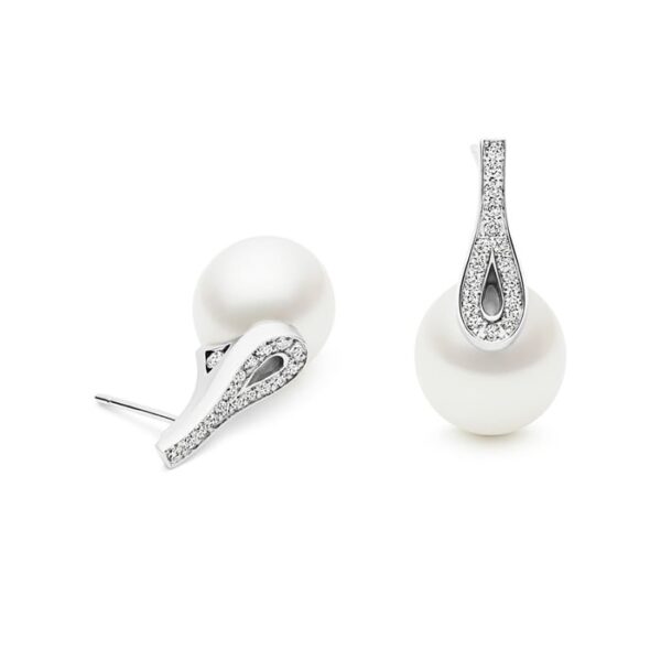 Kailis Ballerina Pearl Earrings with Diamonds, White Gold