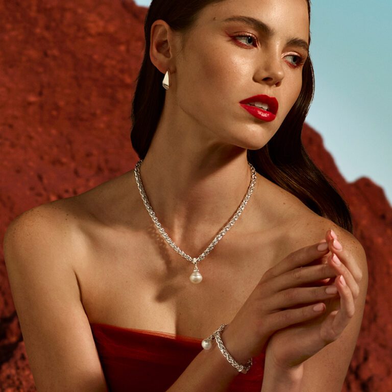 Geometric Wheat Slider Necklace - campaign