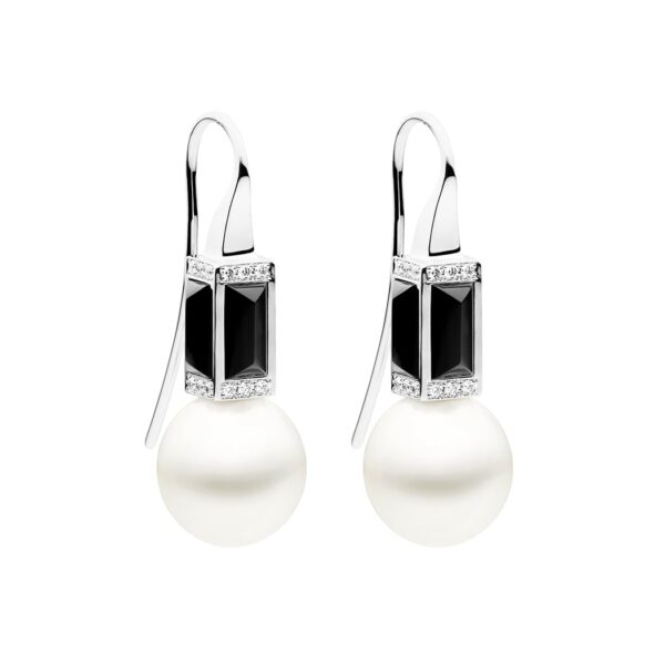 Sugarloaf By Night French Hook Earrings, Black Onyx, 18ct White Gold