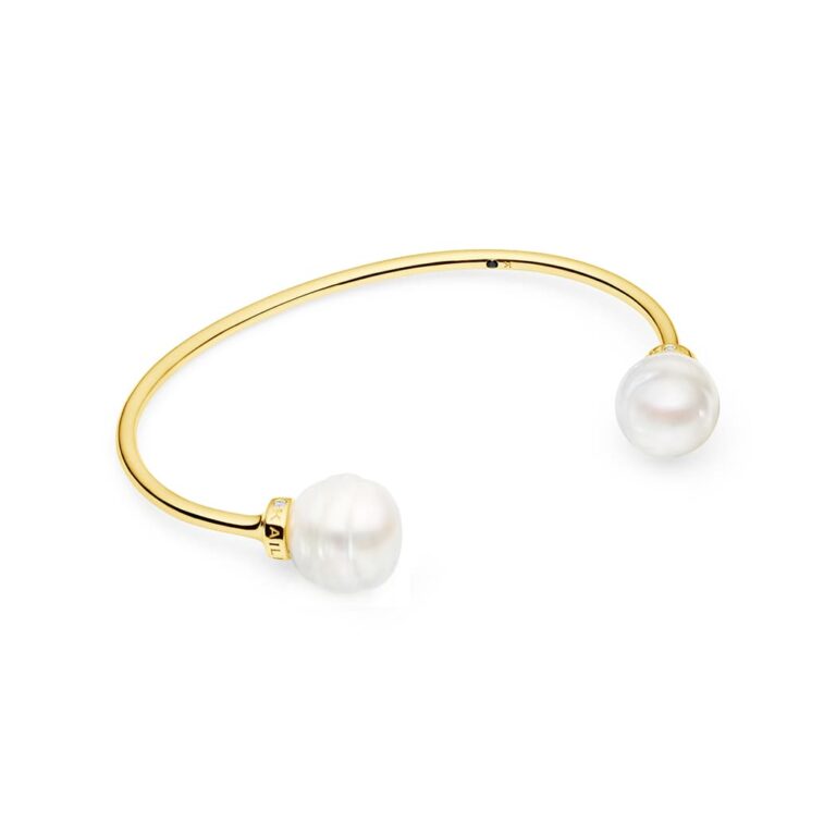 104110 Twin Pearl Cuff Circle Yellow Gold