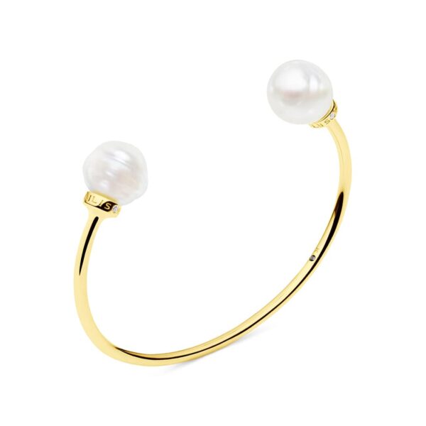 104110 Twin Pearl Cuff, Yellow Gold