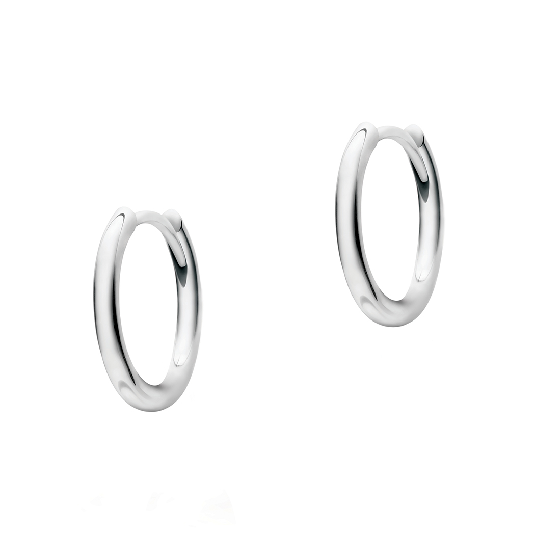 Classic Huggie Earrings, White Gold