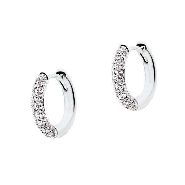 Classic Diamond Huggie Earrings, White Gold