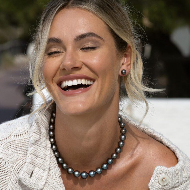 Round Tahitian Pearl Studs