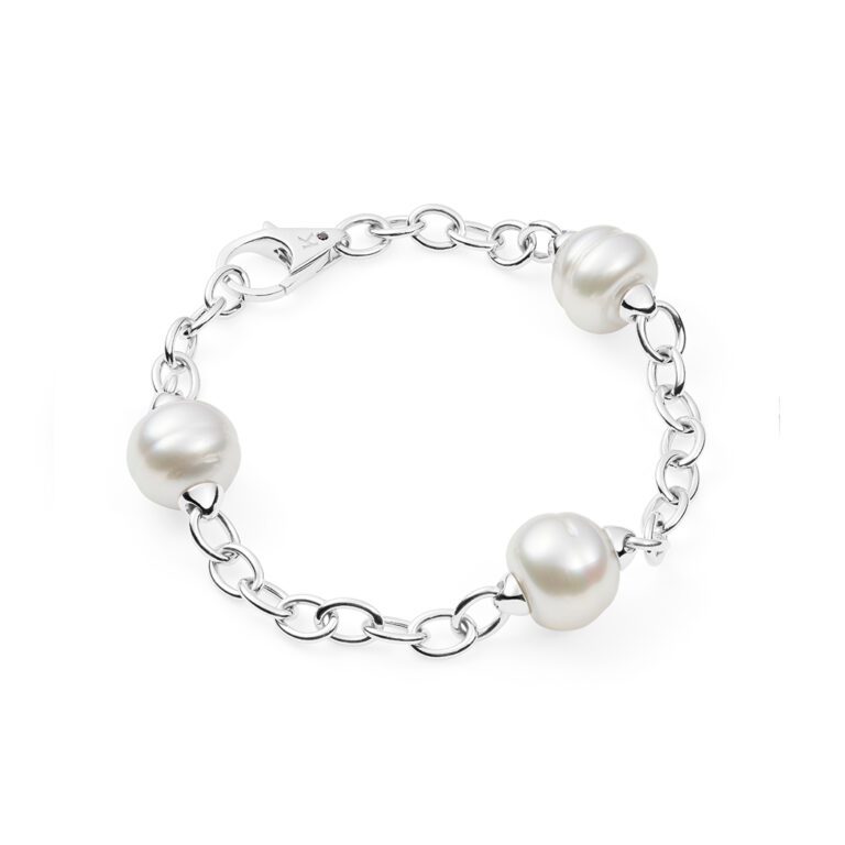 Open link bracelet 3 pearl wg
