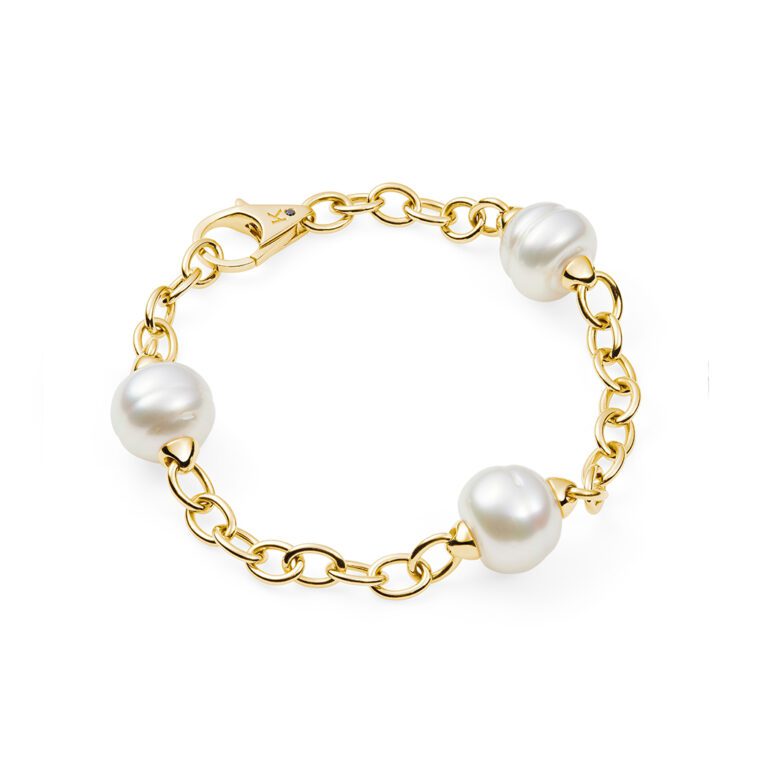 Open link bracelet 3 pearl yg