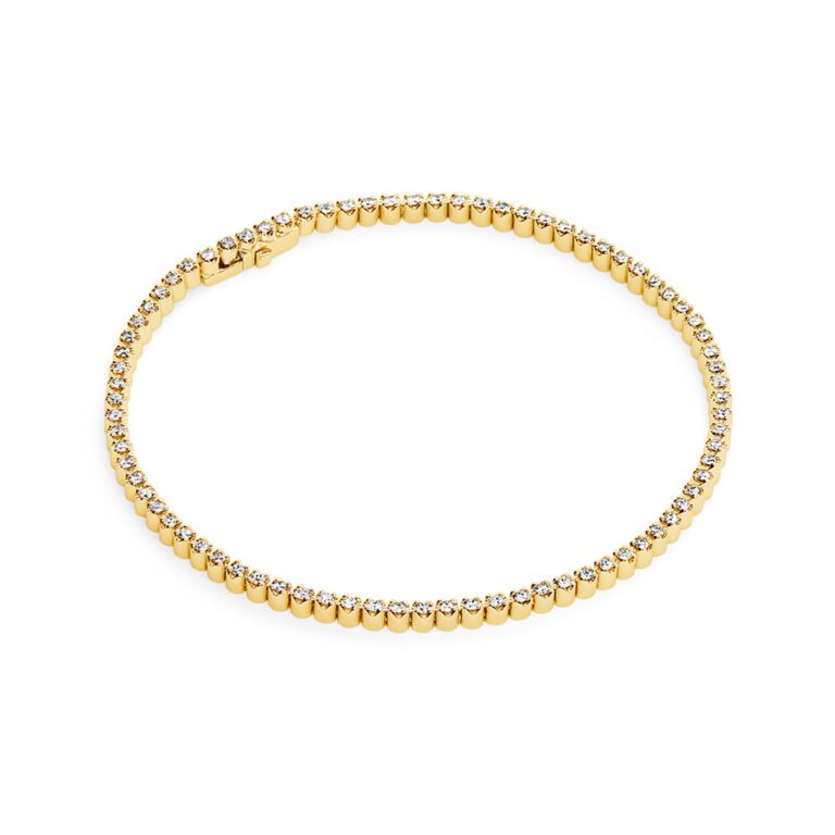 Tennis-Bracelet-Yellow-Gold-Bezel-Prong 2
