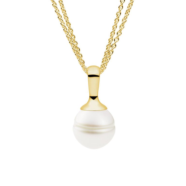 Nautical Pendant Circle Pearl Yellow Gold