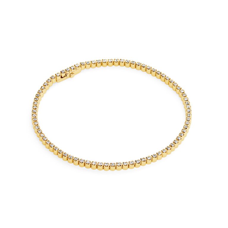 Tennis Bracelet Yellow Gold Bezel Prong