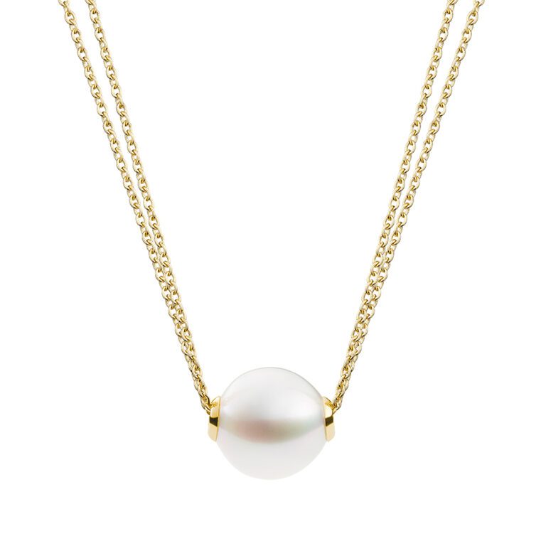 Yellow gold and pearl necklace hotsell