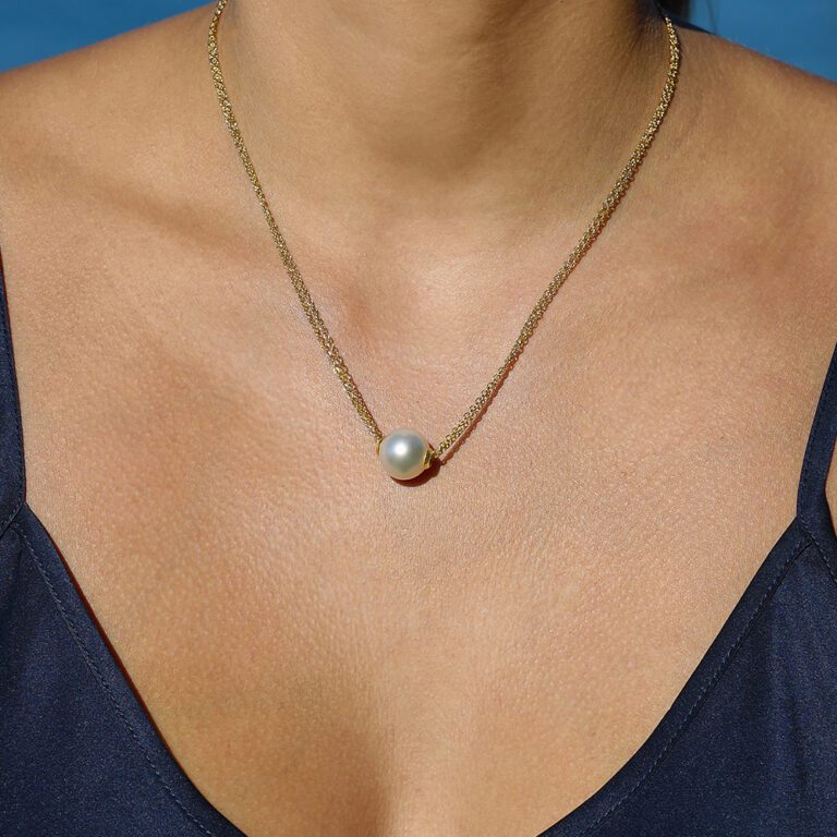 Sliding Pearl Necklace YG Single - content