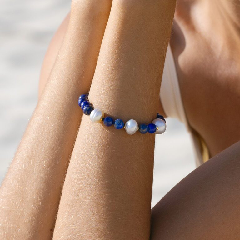 Vigour Bracelet, 3 Pearl, Lapis Lazuli