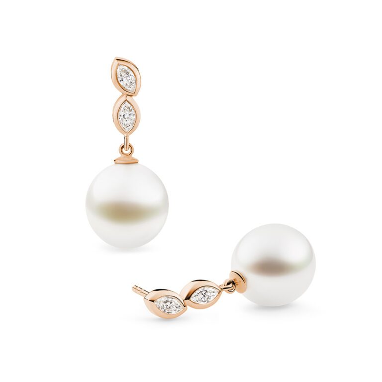 Fleur Pearl Earrings, Rose Gold