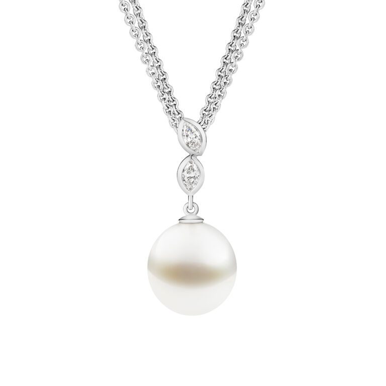 Fleur Pearl Pendant, White Gold