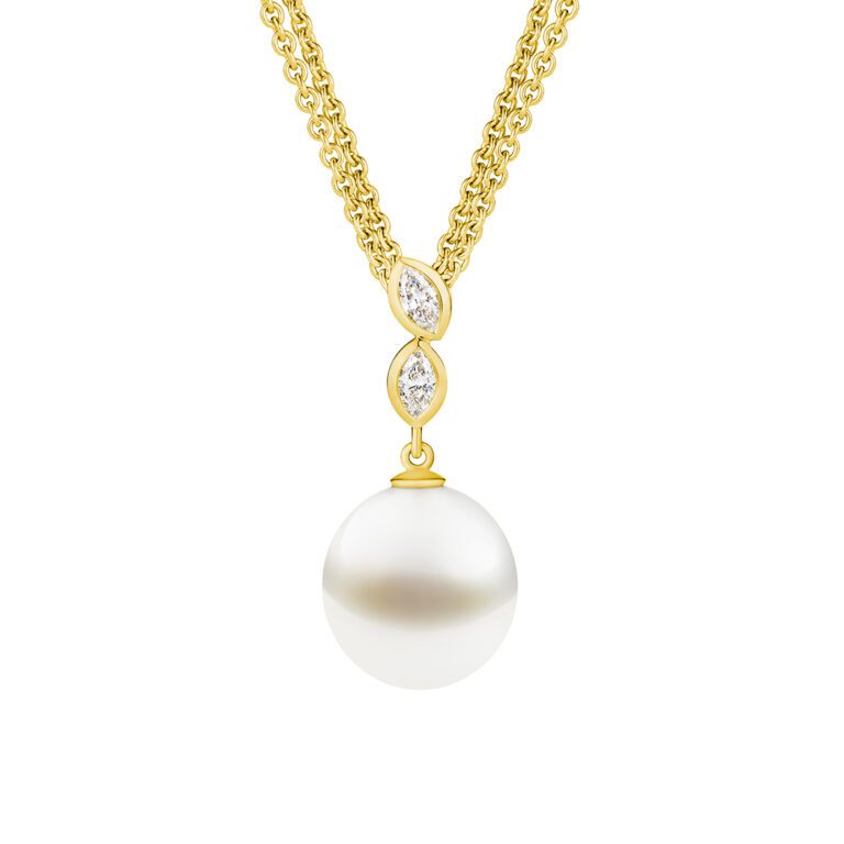 Fleur Pearl Pendant, Yellow Gold