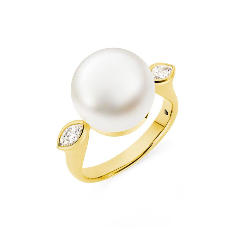 Fleur Pearl Ring, Yellow Gold (top)