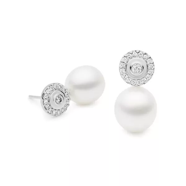 Kailis Lilypond Diamond Pearl Earrings, 18ct White Gold