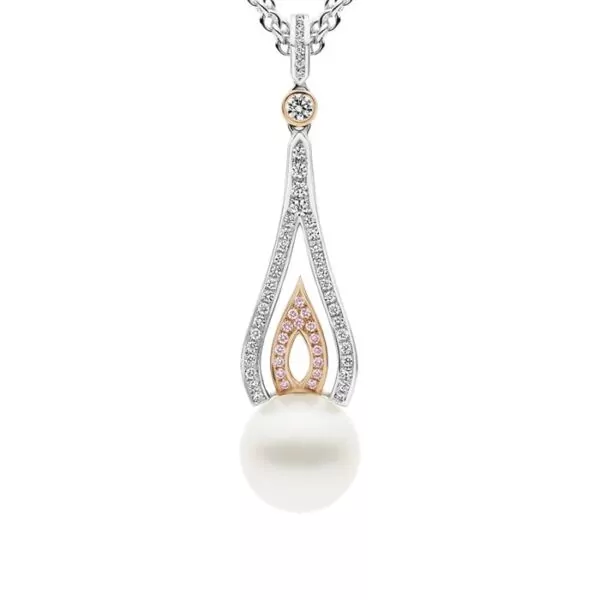 Flame Pendant, 18ct White Gold Pink Diamonds