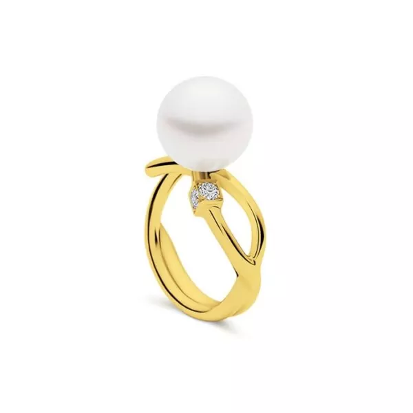 Kailis Eclipse Pearl Diamond Ring 18ct Yellow Gold