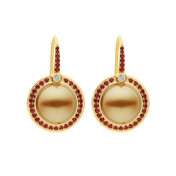 Kailis Divine Ruby Gold Pearl Earrings